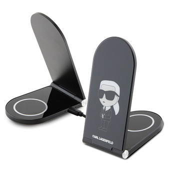 Lagerfeld Беспроводное СЗУ MagSafe Wireless Desk Foldable charger 15W NFT Karl, Ikonik Black