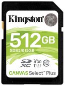 Карта памяти Kingston SDS2 512 GB, чтение: 100 MB/s, запись: 85 MB/s