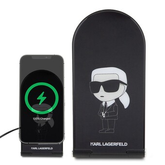 Lagerfeld Беспроводное СЗУ MagSafe Wireless Desk Foldable charger 15W NFT Karl, Ikonik Black