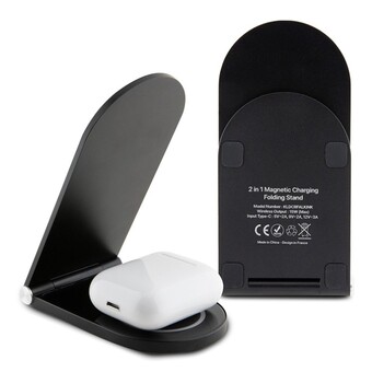 Lagerfeld Беспроводное СЗУ MagSafe Wireless Desk Foldable charger 15W NFT Karl, Ikonik Black