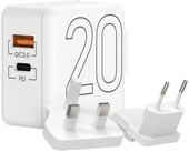 Сетевое зарядное устройство Lyambda 20 Вт с 2-мя выходами (PD+QC3.0) белое (LT22)