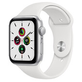 Часы Apple Watch SE GPS 44мм Aluminum Case with Sport Band, серебристый/белый