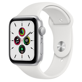 Часы Apple Watch SE GPS 44мм Aluminum Case with Sport Band, серебристый/белый