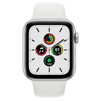 Часы Apple Watch SE GPS 44мм Aluminum Case with Sport Band, серебристый/белый