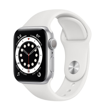 Часы Apple Watch Series 6 GPS 40мм Aluminum Case with Sport Band, серебристый/белый