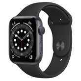 Часы Apple Watch Series 6 GPS 44мм Aluminum Case with Sport Band, серый космос/черный