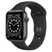 Часы Apple Watch Series 6 GPS 44мм Aluminum Case with Sport Band, серый космос/черный