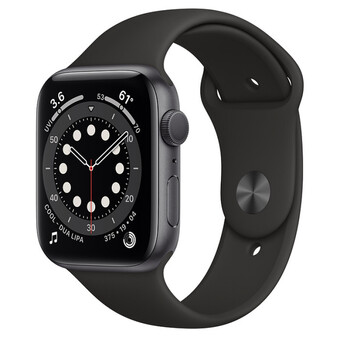 Часы Apple Watch Series 6 GPS 44мм Aluminum Case with Sport Band, серый космос/черный