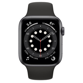 Часы Apple Watch Series 6 GPS 44мм Aluminum Case with Sport Band, серый космос/черный