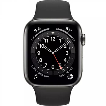 Часы Apple Watch Series 6 GPS + Cellular 44мм Aluminum Case with Sport Band, серый космос/черный