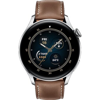 Умные часы HUAWEI Watch 3 Classic Wi-Fi NFC, серебристый/коричневая кожа