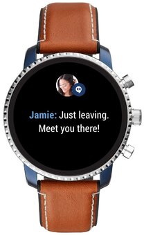 Умные часы FOSSIL Gen 4 Smartwatch Explorist HR (leather), tan (синий, коричневый)