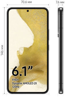 Смартфон Samsung Galaxy S22 (SM-S901B) 8/256 ГБ, черный фантом